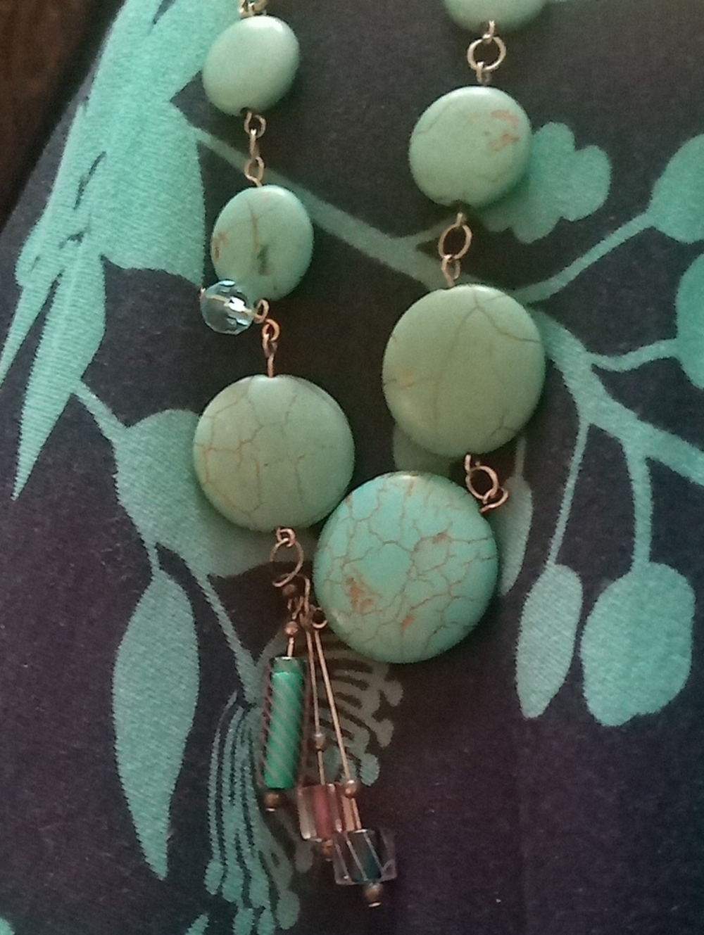 Turquoise And Sterling Silver  Pendant Statement Necklace - Unbranded
